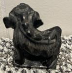 Hand-Carved Black Soapstone Foo Dog Figurine