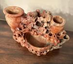 Large Antique Chinese Soapstone Vase with Garden Scene