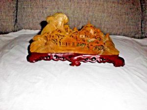 Chinese Hand-carved Soapstone Mountain Village Sculpture
