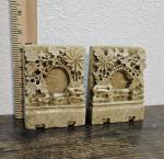 Vintage Floral Chinese Soapstone Carvings (2 pcs)