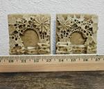 Vintage Floral Chinese Soapstone Carvings (2 pcs)