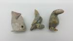 Set of 3 Small Soapstone Animal Figurines