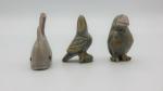 Set of 3 Small Soapstone Animal Figurines