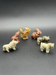 Set of 6 Hand Carved Soapstone Animal Figurines