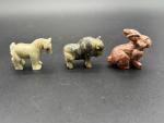 Set of 6 Hand Carved Soapstone Animal Figurines