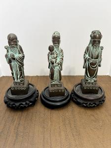 Chinese Three Wise Men Soapstone Carving 5.5”