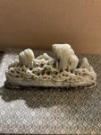 Hand-Carved Soapstone Mountain Scene Box with Trees