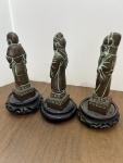 Chinese Three Wise Men Soapstone Carving 5.5”