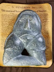 Inuit Soapstone Hunter with Animal Figurine