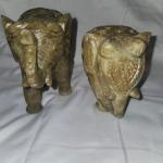 Set of 2 Vintage Soapstone Elephants with Lattice Design