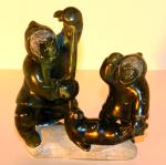 Inuit Man Hunting Seal Soapstone Carving 1987