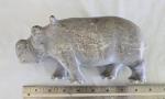 Grey Soapstone Hippo Figurine - Hand Carved 4 lbs