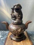Chinese Hand Carved Soapstone Foo Dog Incense Holder