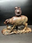 Rare Chinese Soapstone Carving: Water Buffalo Girl
