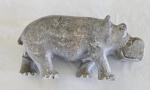Grey Soapstone Hippo Figurine - Hand Carved 4 lbs