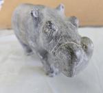 Grey Soapstone Hippo Figurine - Hand Carved 4 lbs