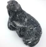 Nuvuk Walrus Mom and Baby Soapstone Carving