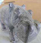 Grey Soapstone Hippo Figurine - Hand Carved 4 lbs