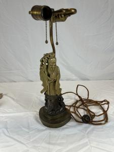 16-Inch Antique Chinese Soapstone Figure Lamp