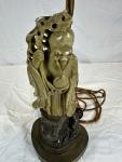 16-Inch Antique Chinese Soapstone Figure Lamp