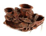 Hand Carved Chinese Soapstone Vase with Birds and Flowers