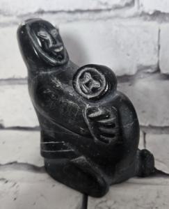 Inuit Soapstone Carving of Woman with Child