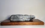 Inuit Gray Soapstone 14" Stalking Cat Sculpture