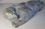 Inuit Gray Soapstone 14" Stalking Cat Sculpture