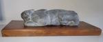 Inuit Gray Soapstone 14" Stalking Cat Sculpture