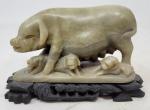 Vintage Soapstone Pig with Nursing Piglets