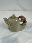 Chinese Frog Motif Soapstone Teapot - 3x3 Inch