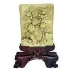 Chinese Soapstone Chrysanthemum Carving with Stand