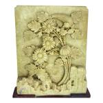 Chinese Soapstone Chrysanthemum Carving with Stand
