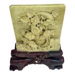 Chinese Soapstone Chrysanthemum Carving with Stand