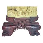 Chinese Soapstone Chrysanthemum Carving with Stand
