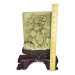 Chinese Soapstone Chrysanthemum Carving with Stand