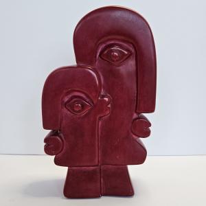 Red Soapstone Two-Face Picasso-Style Figurine