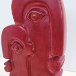 Red Soapstone Two-Face Picasso-Style Figurine
