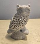Owl Soapstone Carving with Baby Owl Figurine