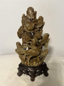 Chinese Hand-carved Soapstone Sculpture, 14" x 7.5
