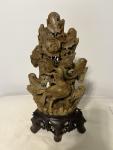 Chinese Hand-carved Soapstone Sculpture, 14" x 7.5