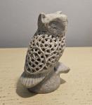 Owl Soapstone Carving with Baby Owl Figurine