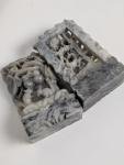 Chinese Hand Carved Soapstone Floral Bookends