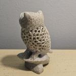 Owl Soapstone Carving with Baby Owl Figurine