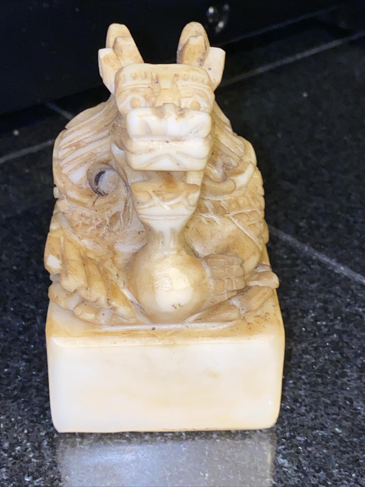 Chinese Dragon Soapstone Figurine - 3.5" Tall