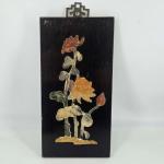 Vintage Floral Soapstone Wall Hanging from Hong Kong