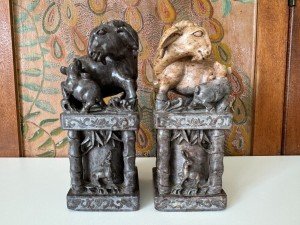 Chinese Soapstone Carvings: Ram and Deer Seals
