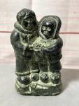 Inuit Wolf and Couple Soapstone Carving