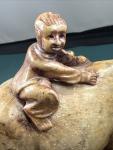 Qing Boy Water Buffalo Soapstone Carving Statue