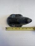 Inuit Soapstone Seal Sculpture with Wolf Design